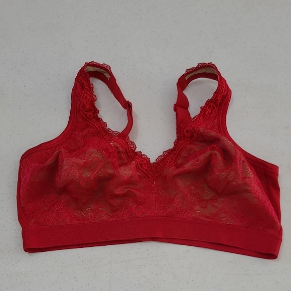 Ambrielle Red Lace Unlined Wirefree Full Figure Bra size 40DD - Picture 1 of 8